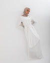 Linen Buttoned Ruffle Dress Offwhite C198