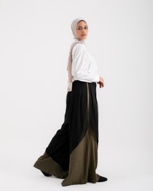 Linen Chiffon Wide Leg Pants Olive C199