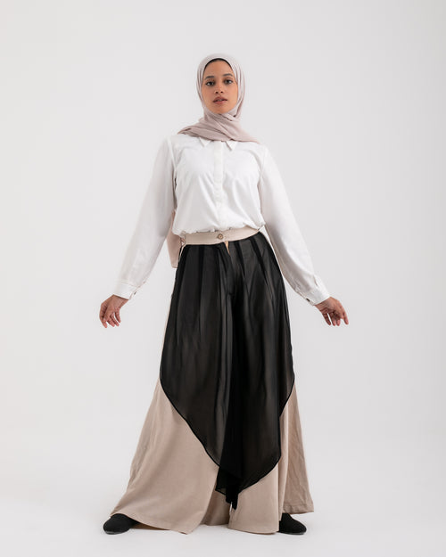 Linen Chiffon Wide Leg Pants Light Beige C199