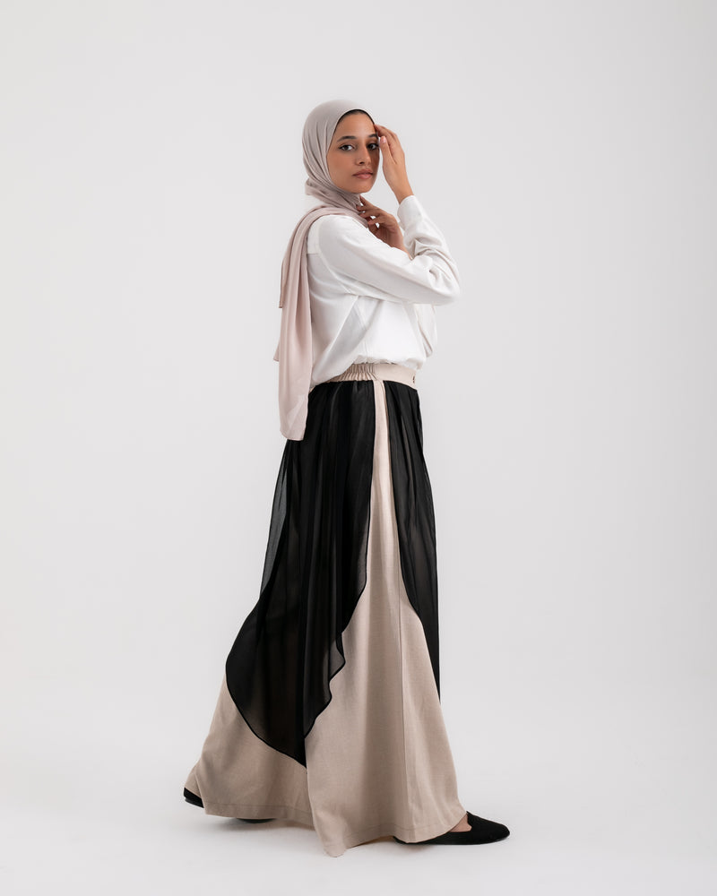Linen Chiffon Wide Leg Pants Light Beige C199