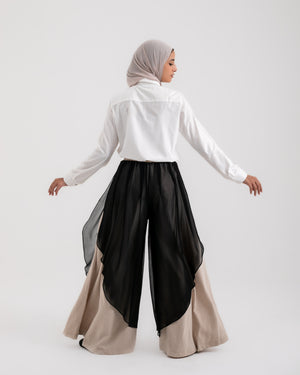 Linen Chiffon Wide Leg Pants Light Beige C199