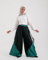 Linen Chiffon Wide Leg Pants Teal C199
