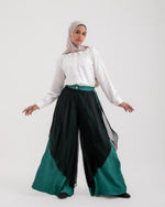 Linen Chiffon Wide Leg Pants Teal C199