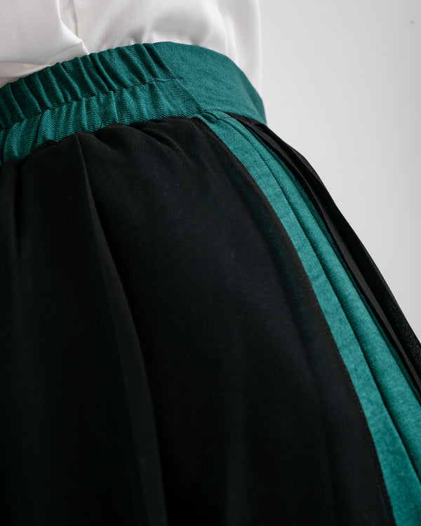 Linen Chiffon Wide Leg Pants Teal C199