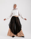 Linen Chiffon Wide Leg Pants Beige C199