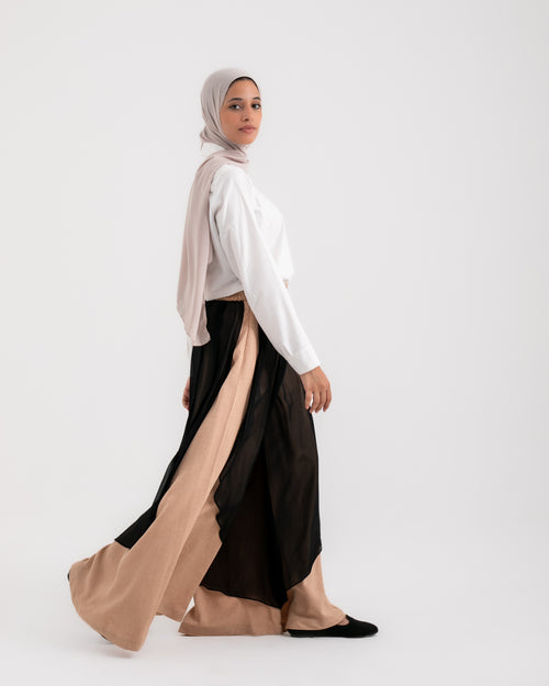 Linen Chiffon Wide Leg Pants Beige C199