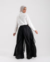 Linen Chiffon Wide Leg Pants Black C199