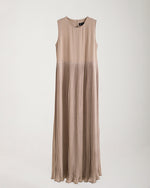 Sleeveless Pleated Dress Beige C202