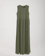 Sleeveless Pleated Dress Olive C202