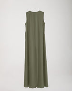 Sleeveless Pleated Dress Olive C202