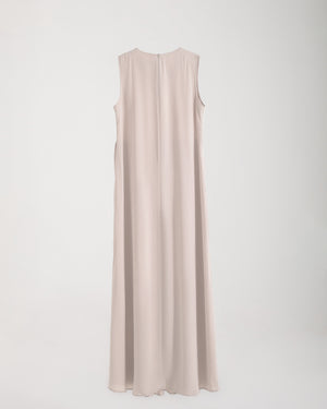 Sleeveless Pleated Dress Cream C202