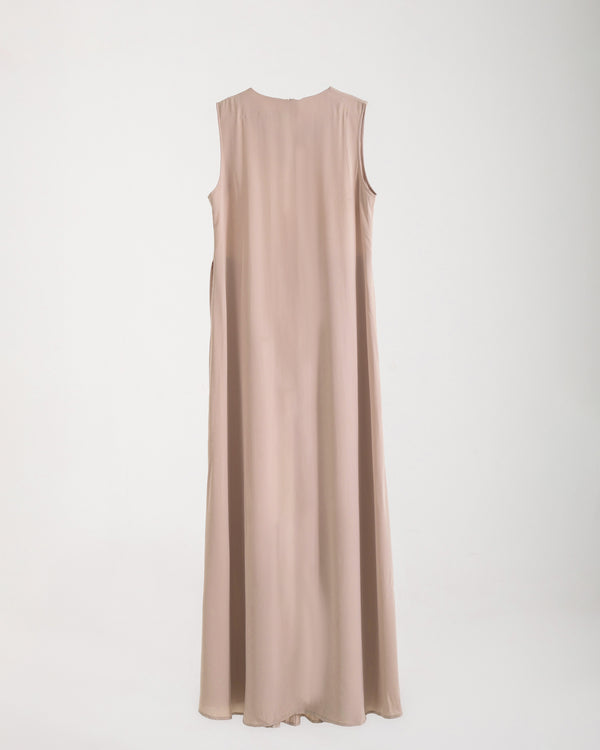 Basic Sleeveless Dress Beige C1