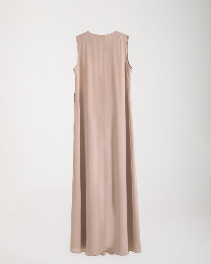 Basic Sleeveless Dress Beige C1