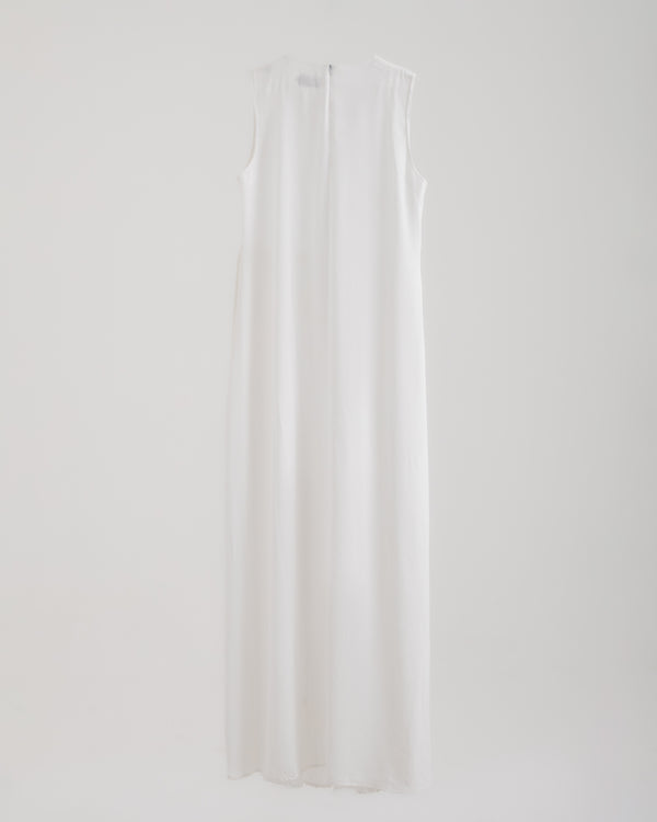 Sleeveless Pleated Dress Offwhite C202