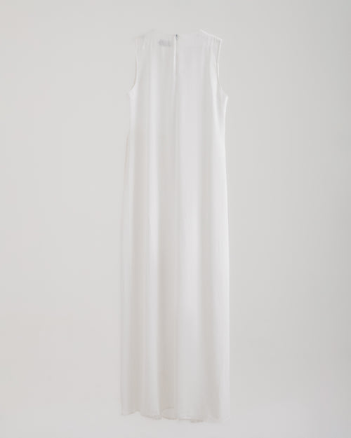 Sleeveless Pleated Dress Offwhite C202