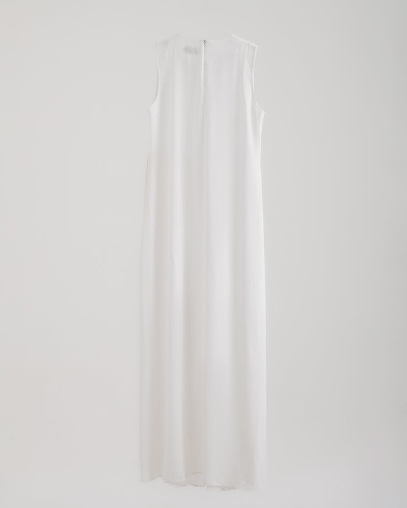 Sleeveless Pleated Dress Offwhite C202