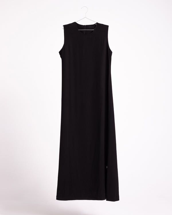 Silk Basic Sleeveless Dress Black C11