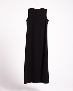 Silk Basic Sleeveless Dress Black C11