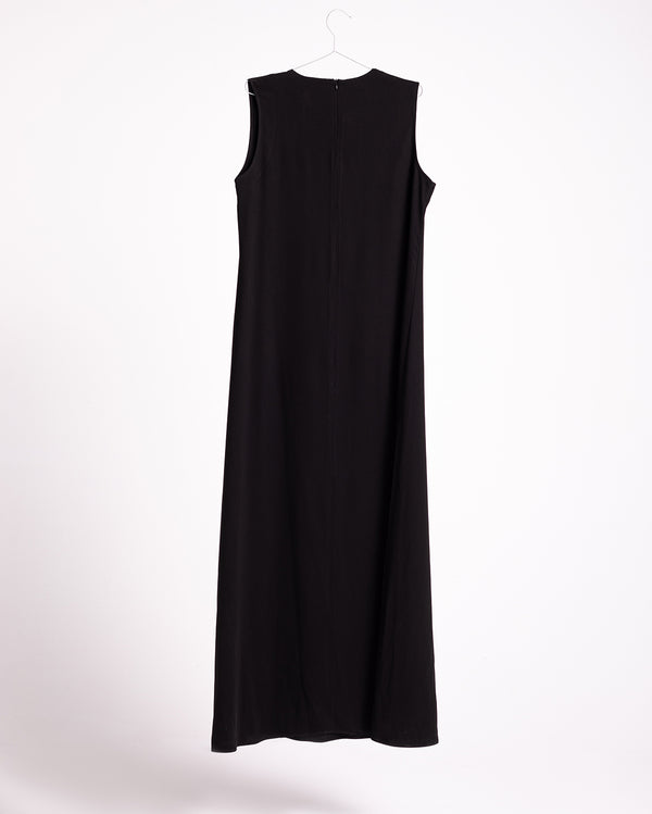 Silk Basic Sleeveless Dress Black C11