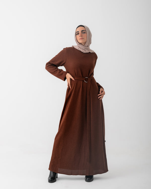 Basic Rib Dress Brown C166