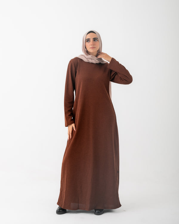 Basic Rib Dress Brown C166