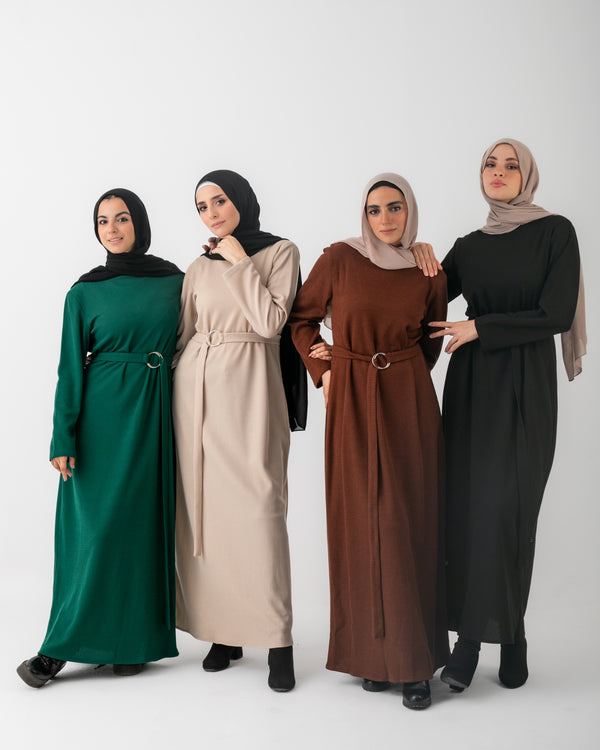 Basic Rib Dress Brown C166