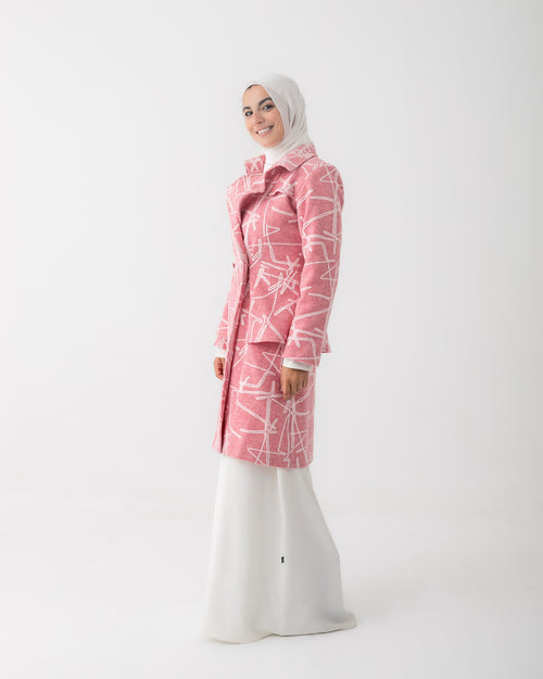 Double Breasted Peplum Coat Pink C125
