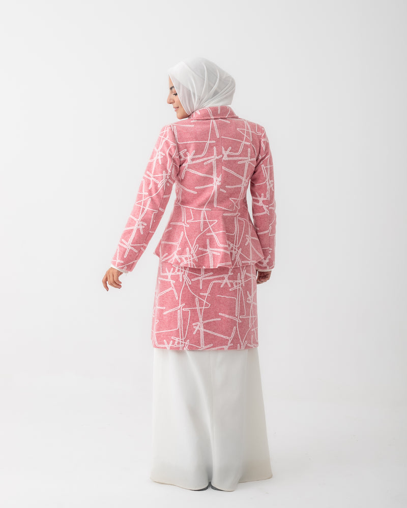 Double Breasted Peplum Coat Pink C125