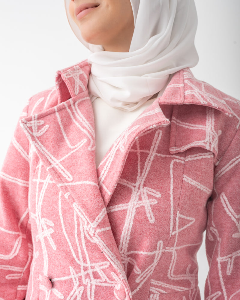 Double Breasted Peplum Coat Pink C125