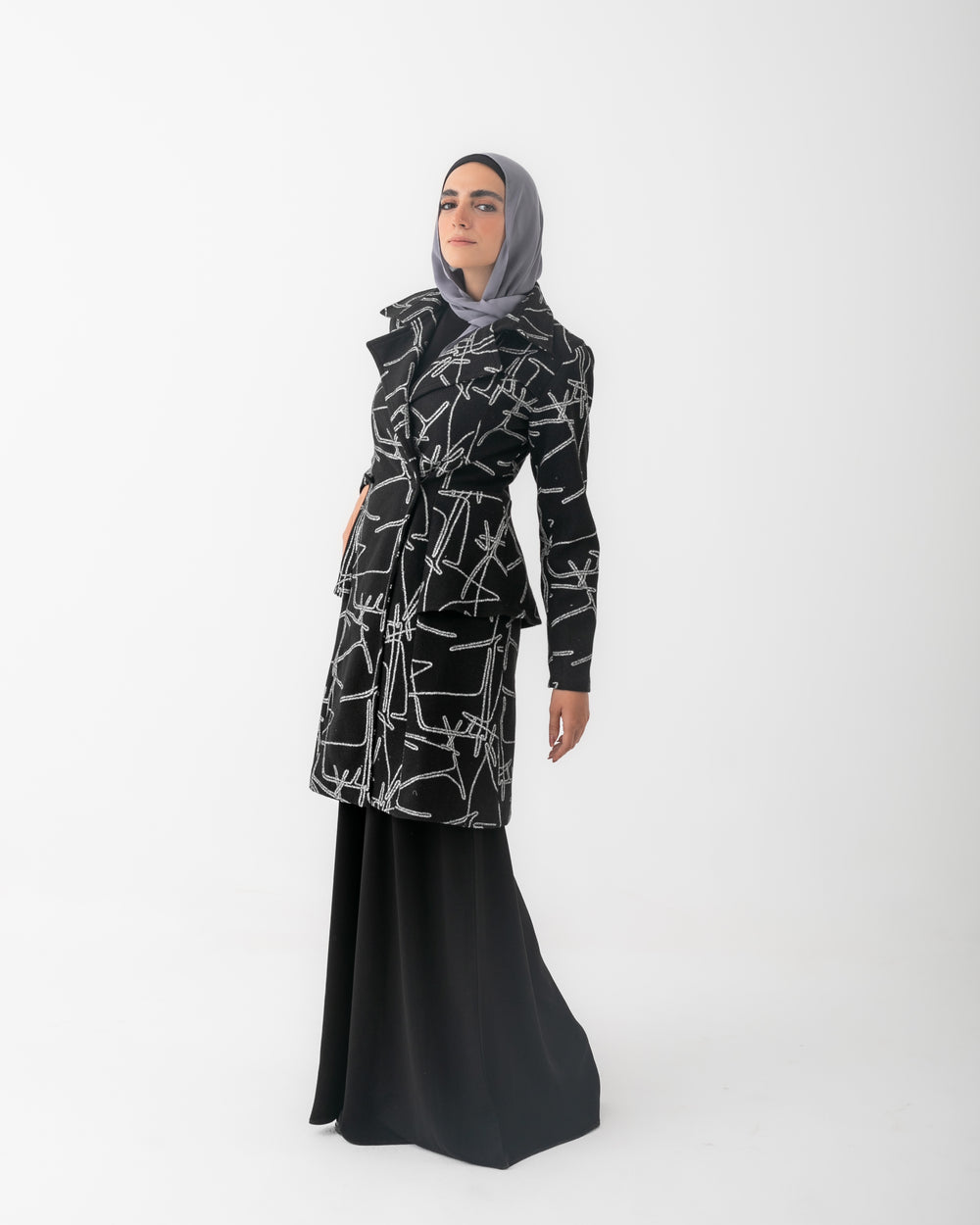 Double Breasted Peplum Coat Black C125