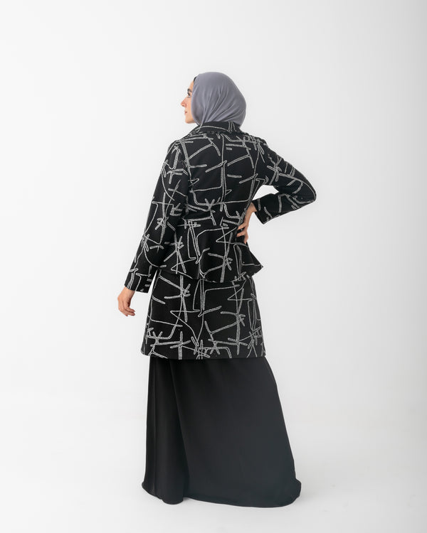 Double Breasted Peplum Coat Black C125