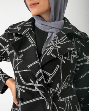 Double Breasted Peplum Coat Black C125