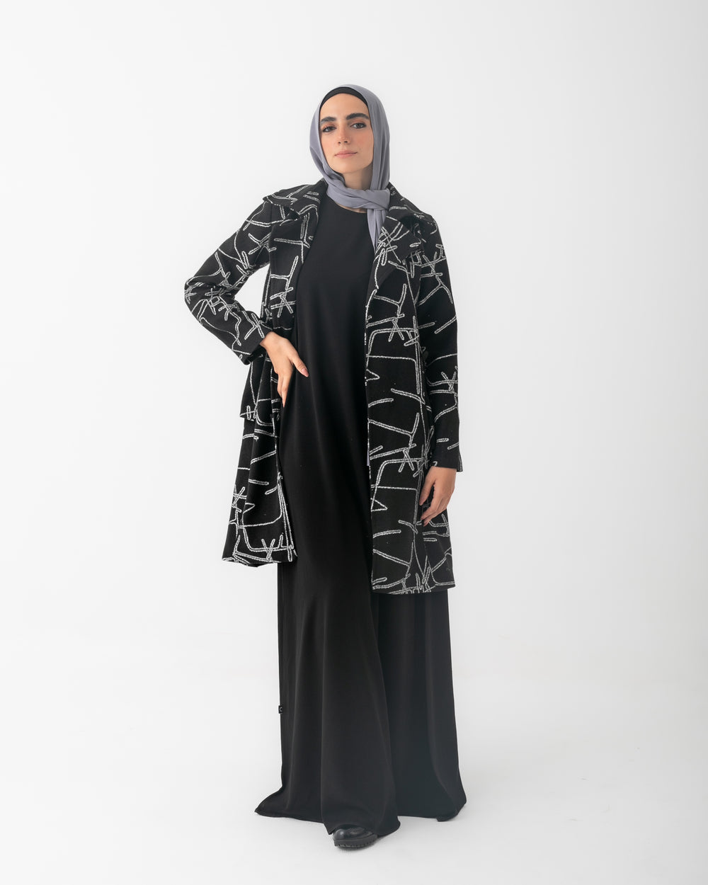 Double Breasted Peplum Coat Black C125