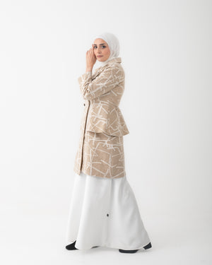 Double Breasted Peplum Coat Beige C125