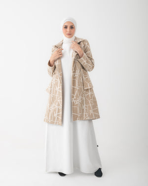 Double Breasted Peplum Coat Beige C125