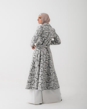 Embroidered Long Coat Grey C167