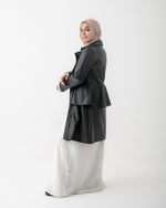 Double Breasted Leather Coat Black C125