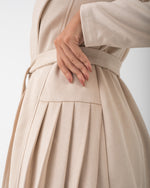 Suede Side Pleated Coat Cream C194