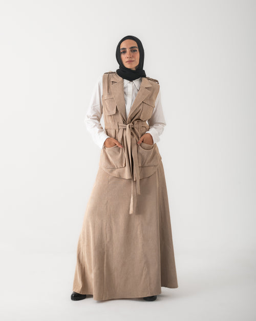 Corduroy Cargo Vest Beige C206
