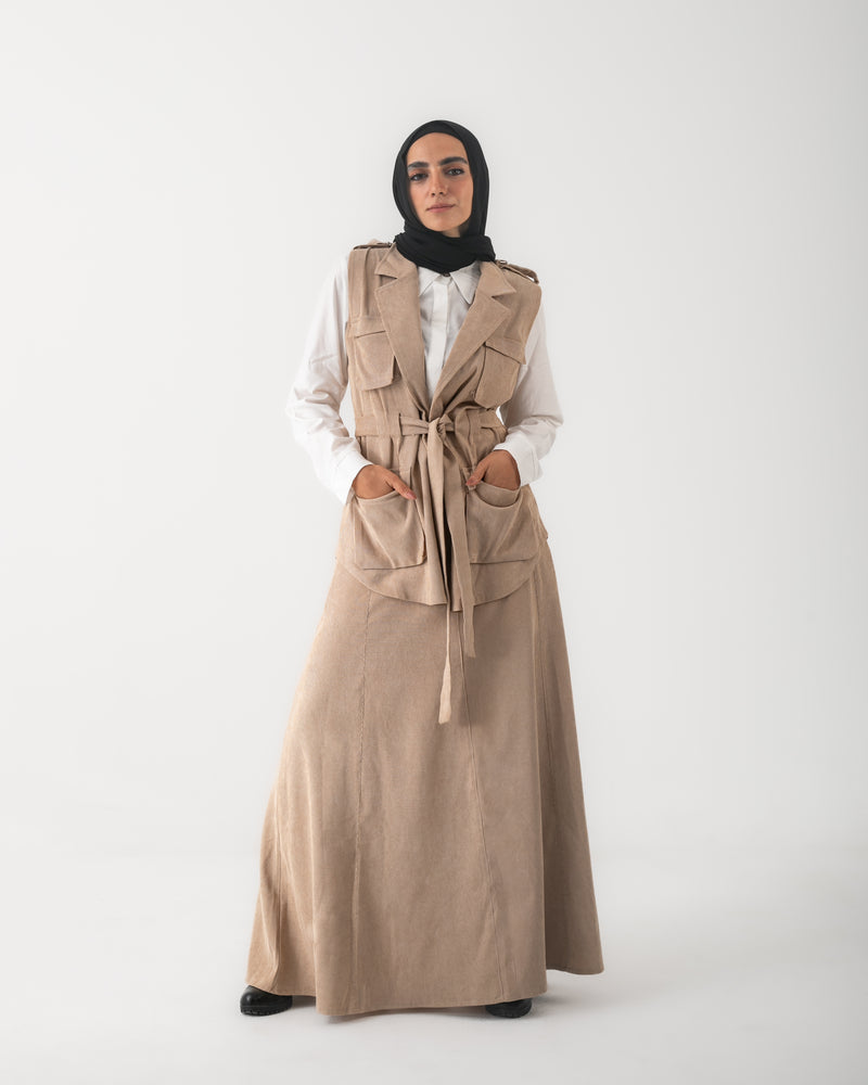 Corduroy Cargo Vest Beige C206