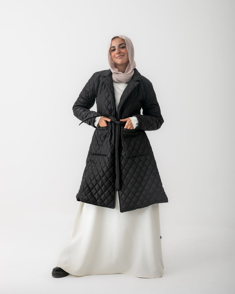 Quilted Long Puffer Coat Black C210