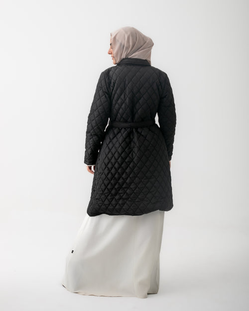 Quilted Long Puffer Coat Black C210