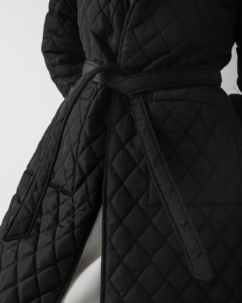 Quilted Long Puffer Coat Black C210