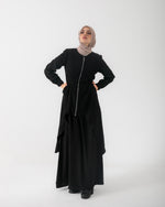 Corduroy Front Zipper Top Black C1771