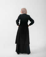Corduroy Front Zipper Top Black C1771