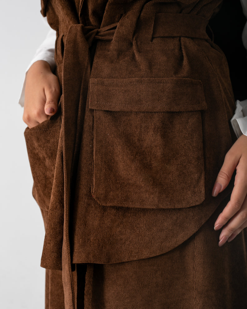 Corduroy Cargo Vest Brown C206