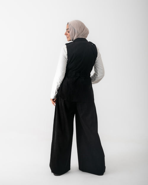 Corduroy Cargo Vest Black C206