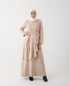 Suede Ruffle Dress Cream C1981