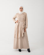 Suede Ruffle Dress Cream C1981