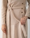 Suede Ruffle Dress Cream C1981
